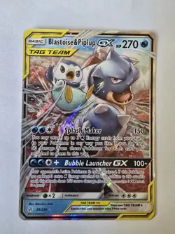 Pokemon TCG Blastoise Piplup GX Cosmic Eclipse Card 38/236 - Image 1