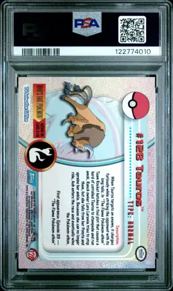 2000 TOPPS POKEMON TV ANIMATION SERIES 3 #128 TAUROS PSA NM-MT 8 - Image 2