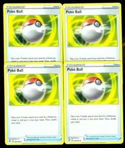 Pokemon - Rebel Clash - POKE BALL 164/192 - 4 Card LOT - NM/M - Image 1