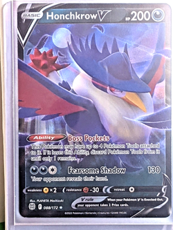 Honchkrow V 088/172 Swsh09: Brilliant Stars Holo Full Art Ultra Rare Pokemon NM - Image 1