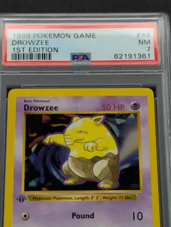 Pokemon TCG Drowzee Base Set Shadowless 1st Edition PSA 7 49/102 English - Image 2