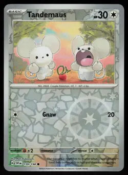 Tandemaus 159/198 Common Scarlet & Violet Pokemon Reverse Holo Near Mint - Image 1