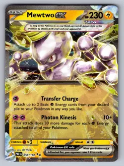 Mewtwo ex 058/182 Holo Double Rare SV04: Paradox Rift Pokemon TCG NM - Image 1