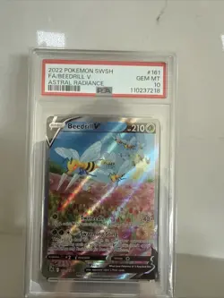 2022 POKEMON SWORD & SHIELD ASTRAL RADIANCE 161/189 FULL ART BEEDRILL V PSA 10 - Image 3