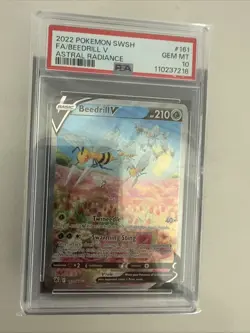 2022 POKEMON SWORD & SHIELD ASTRAL RADIANCE 161/189 FULL ART BEEDRILL V PSA 10 - Image 5