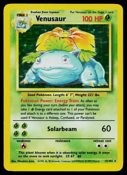 Pokemon Card - Venusaur Base Set Unlimited 15/102 Holo Holo Rare - Image 1