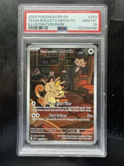 2025 Pokemon Destined Rivals TEAM ROCKET'S MEOWTH 203/182 PSA 10 GEM MINT - Image 1
