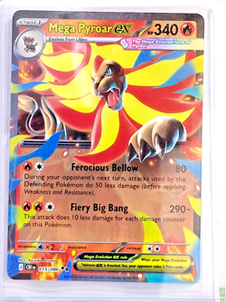 Mega Pyroar ex 015/086 Me04: Chaos Rising Holo Double Rare NM Pokemon TCG - Image 1