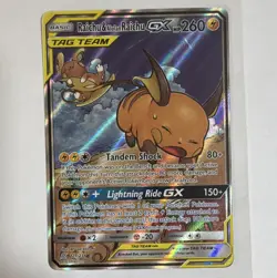 Pokemon TCG Raichu & Alolan Raichu GX TAG TEAM 221/236 Unified Minds UR FA Holo - Image 1