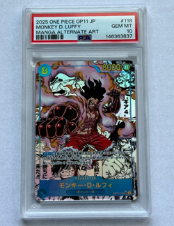 One Piece Manga Monkey.D.Luffy Alt Art Secret Foil OP11-118 PSA 10 - Image 1