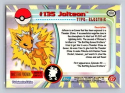 Jolteon #135 Topps Trading Cards Series 3 Pokemon Near Mint - Image 2