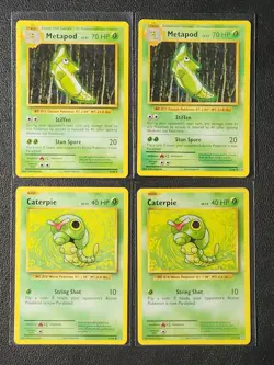 2x Metapod 4/108 & 2x Caterpie 3/108 Pokemon card XY Evolutions NM - Image 1