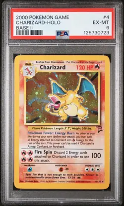 2000 POKEMON BASE SET 2 #4 CHARIZARD-HOLO PSA 6 TCG - Image 1