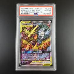 PSA 10 Moltres Zapdos Articuno SM210 Pokemon Hidden Fates Stained Glass Holo - Image 1