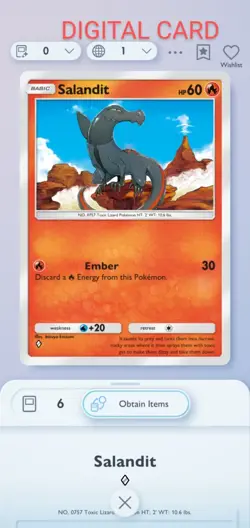 Pokemon Pocket Mobile Game Eevee Grove Set ◇ Salandit Rare Digital Trade Card - Image 1