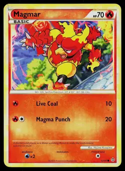 Pokemon Card HGSS Unleashed Magmar 52/95 Common - Image 1