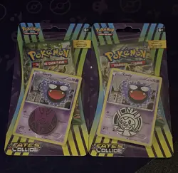 2 Pokemon TCG Fates Collide Booster Pack Blister Gastly Promo Coin 10 Cards - Image 1