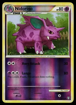 Pokemon Card - Nidorino HGSS Triumphant 46/102 Reverse Holo Uncommon - Image 1