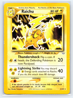 Pokemon TCG - Raichu 21/64 Rare Neo Revelation 2000 Vintage - Image 1