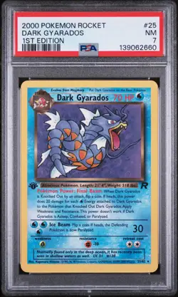 2000 POKEMON ROCKET 1ST EDITION #25 DARK GYARADOS PSA 7 - Image 1