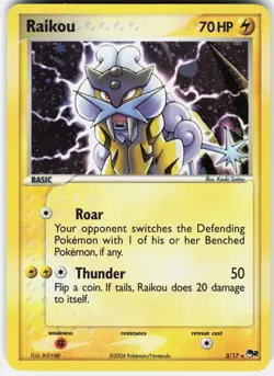 Pokemon Raikou 3/17 Rare POP Series 2 Pokemon Near Mint - Image 1