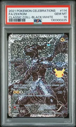 2021 POKEMON CELEBRATIONS FA/ ZEKROM #114 CLASSIC COLLECTION BLACK/WHITE PSA 10 - Image 1