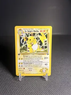 Pokemon TCG Lt. Surge's Raichu 11/132 1st Edition Gym Challenge Holo LP - Image 1