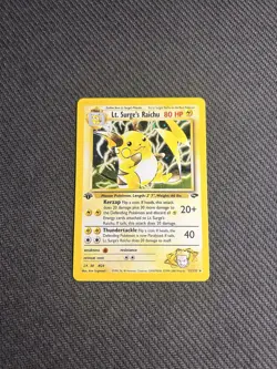 Pokemon TCG Lt. Surge's Raichu 11/132 1st Edition Gym Challenge Holo LP - Image 3