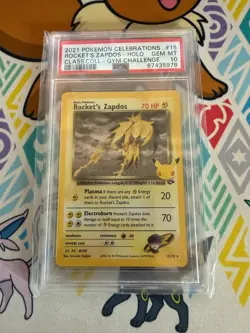 PSA 10 2021 ROCKET'S ZAPDOS Holo Pokemon Celebrations GYM 15/132 Gym - Image 1