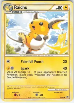 RAICHU 33/90 UNCOMMON HGSS UNDAUNTED POKEMON NM - Image 1