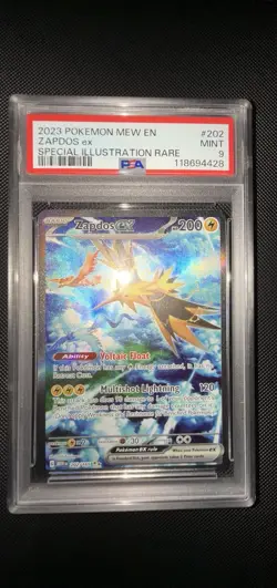 Pokemon TCG Zapdos EX Holo Card 202/165 Scarlet & Violet 151 Sir PSA 9 - Image 1