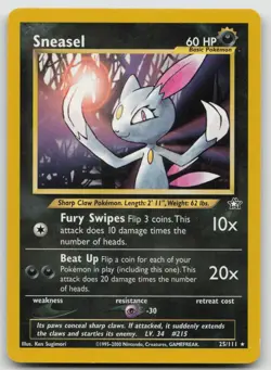 Sneasel 25/111 Rare Neo Genesis Pokemon Unlimited Lightly Played - Image 1
