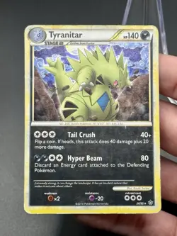 Pokemon TCG Tyranitar 26/95 Cosmos Holo Rare HGSS Unleashed Heavily Played - Image 1