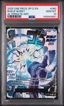 2025 ONE PIECE OP12-LEGACY OF THE MASTER #060 BOEUF BURST ALTERNATE ART - PSA 10 - Image 1