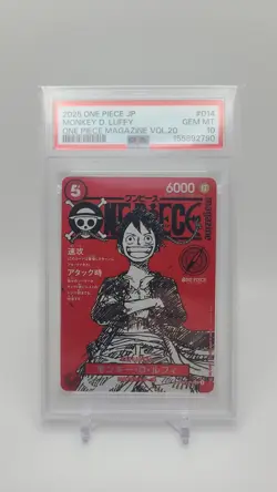 2025 One Piece JP Magazine Volume Vol. 20 Monkey D Luffy #014 PSA 10 GEM MINT - Image 1