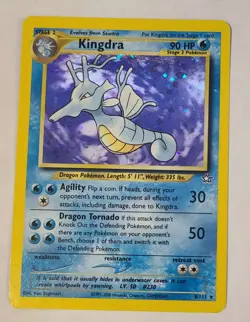 HOLO Kingdra RareNeo Genesis 008/111 Pokemon Card HP Dented - Image 1