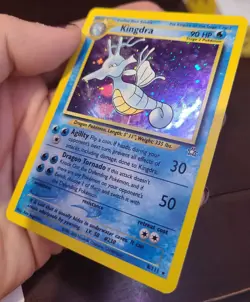 HOLO Kingdra RareNeo Genesis 008/111 Pokemon Card HP Dented - Image 3