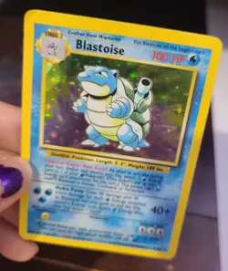 ❤ HP Blastoise HOLO 2/102 Base Set Pokemon Card Lifted Corner - Image 1