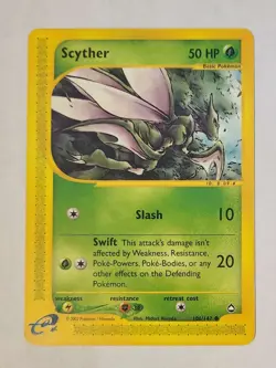 💚 LP Scyther 106/147 Aquapolis Pokemon Card eReader - Image 1