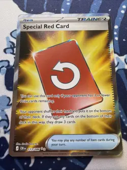 Special Red Card 113/086 Chaos Rising Trainer Full Art Holo Rare Pokemon Card NM - Image 1