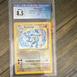 Pokemon TCG Machamp Base Set 8/102 1st Edition Holo Dutch 1999 CGC 8.5 - Image 1
