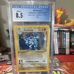 Pokemon TCG Machamp Base Set 8/102 1st Edition Holo Dutch 1999 CGC 8.5 - Image 3