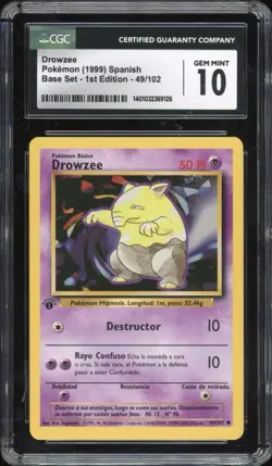 1999 Pokemon SPANISH 1st Edition Base Set Drowzee 49/102 CGC 10 GEM MINT - Image 1