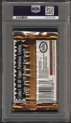 1999 Pokemon: Topps TV Animation Series 1 | Blue Logo Sealed Booster Pack PSA 8 - Image 2