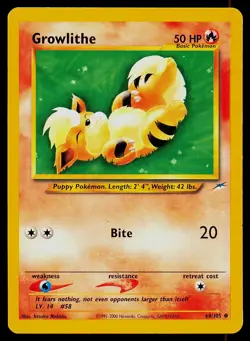 Pokemon Card Growlithe 68/105 Neo Destiny Common - Image 1