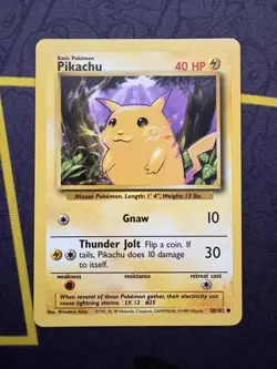 Pikachu 58/102 Common Base Set Pokemon Card Near Mint - Image 1