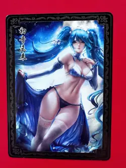 Hatsune Miku Anime Waifu Sexy Goddess Doujin Bikini Metal Card - Image 1