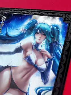 Hatsune Miku Anime Waifu Sexy Goddess Doujin Bikini Metal Card - Image 2