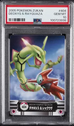 2005 CARDDASS POKEMON ADVANCED GENERATION ZUKAN CARD DEOXYS & RAYQUAZA PSA 10 - Image 1