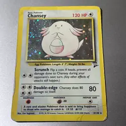 Pokemon Chansey 3/130 Holo Rare Base Set 2 2000 Swirl DMG - Image 1
